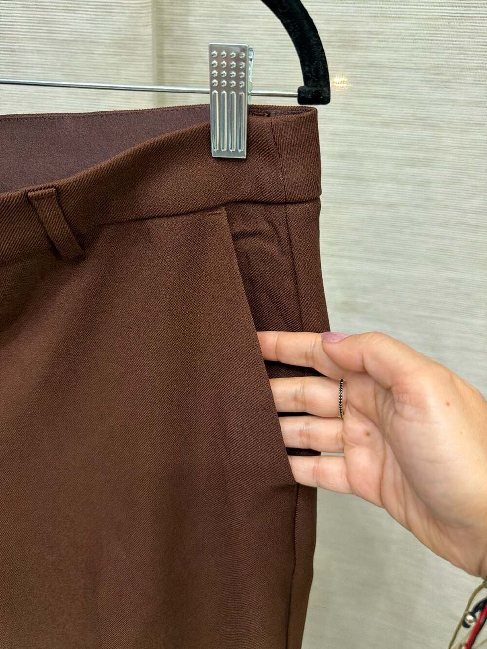 Express Womens Brown Tailored Trousers - Picture 4 of 8